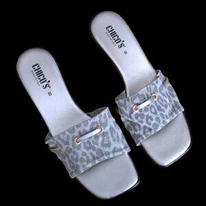 Chico's Slip On Wedge Heels Animal Print Size 8 Made In Italy